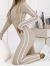ZASUWA Female Contrast Color Stripes Zipper Jumpsuit
