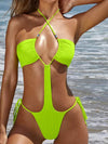 ZASUWA Female Sexy Cutout Halter Lace-up One Piece