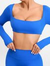 ZASUWA Female Solid Color With Chests Cropped Long Sleeves