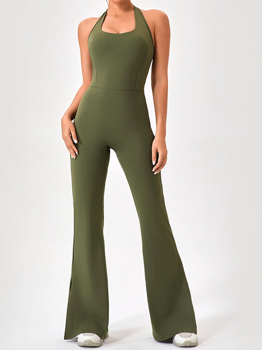 ZASUWA Female Halter Flare Split Jumpsuit