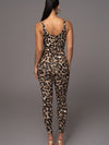 ZASUWA Female Leopard Print U Collar Jumpsuit