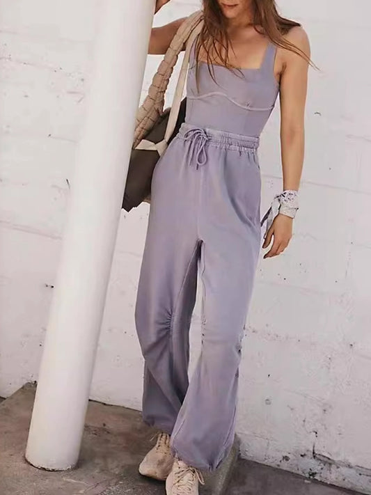 ZASUWA Female Pocket Casual Loose Jumpsuit