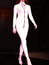 ZASUWA Female Glossy PU Faux Leather Zipper Jumpsuit