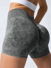 Denim Deep V Waist Scrunch Bum Spandex Gym Booty Shorts