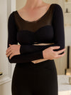ZASUWA Female Sexy Sheer Mesh Long Sleeves