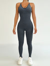 ZASUWA Female Denim Ribbed Cross Back Jumpsuit