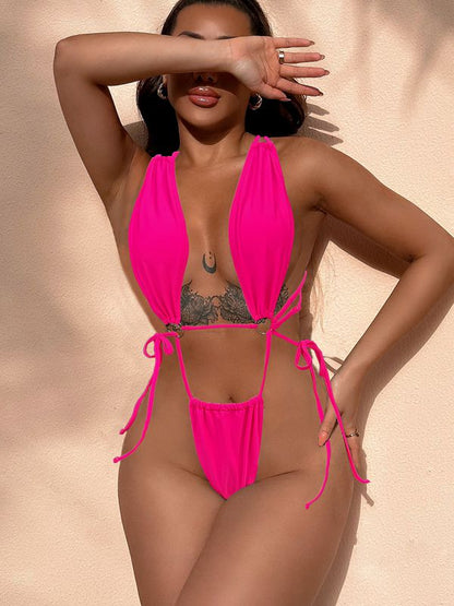 Solid Color Cross One Pieces
