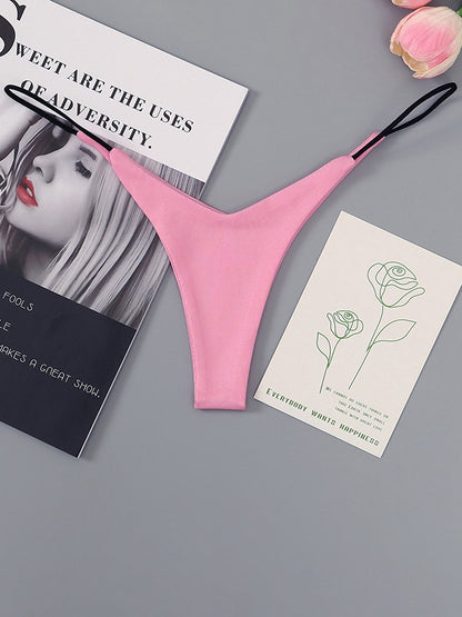Solid Color T-back Panties