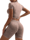 ZASUWA Female Denim Deep V Back Scrunch Bum Short Tracksuit