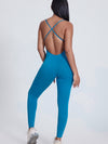 ZASUWA Female Cross Back U Collar Hip-lift Jumpsuit