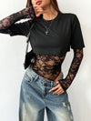 Sheer Lace Panel Bodysuit