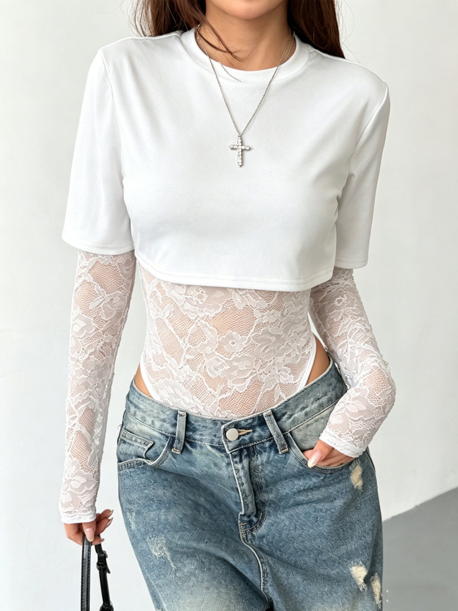 Sheer Lace Panel Bodysuit