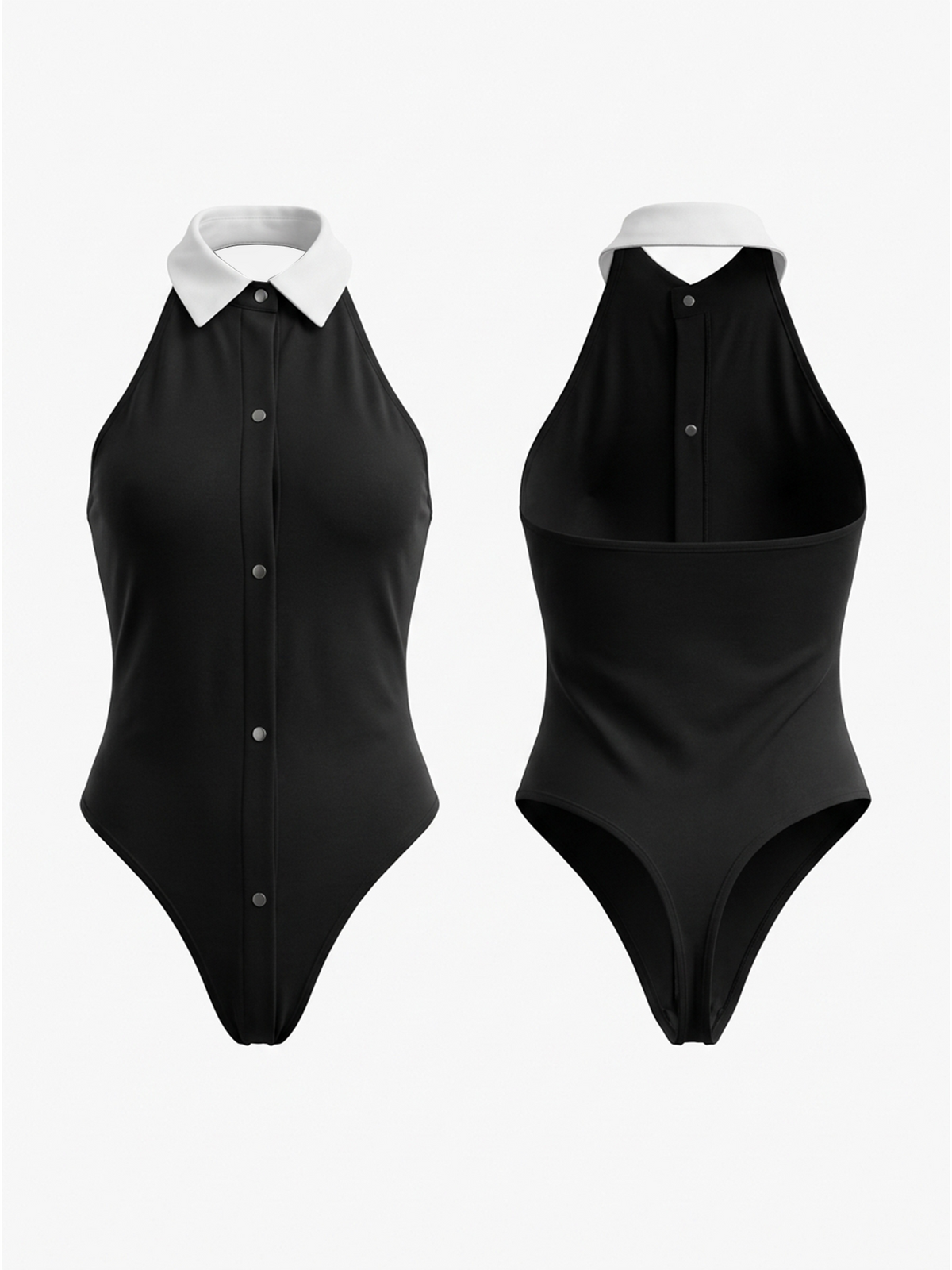 Halter Collared Slim Fit Bodysuit