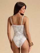 Sultry Lace Panel Spaghetti Strap Bodysuit