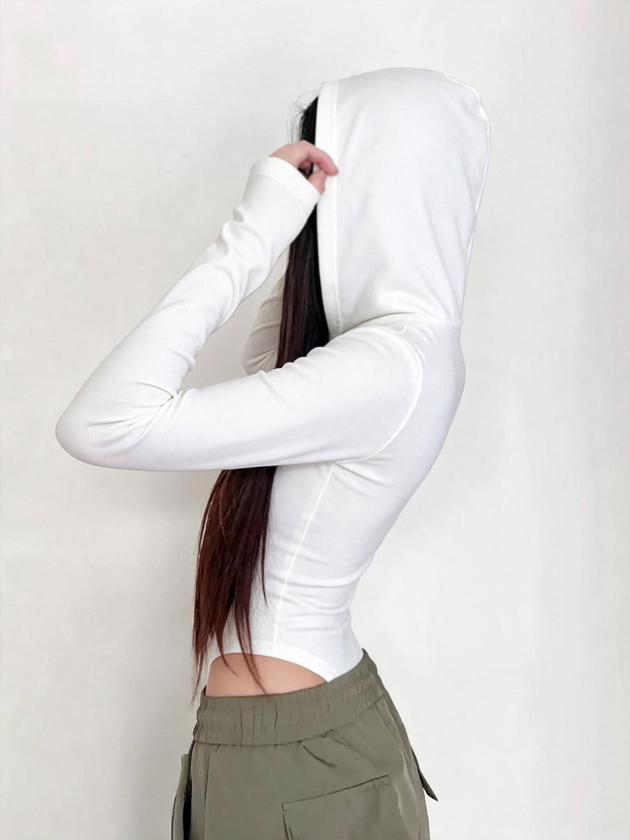 Women's Hooded Long Sleeve Half-Zip Bodysuit