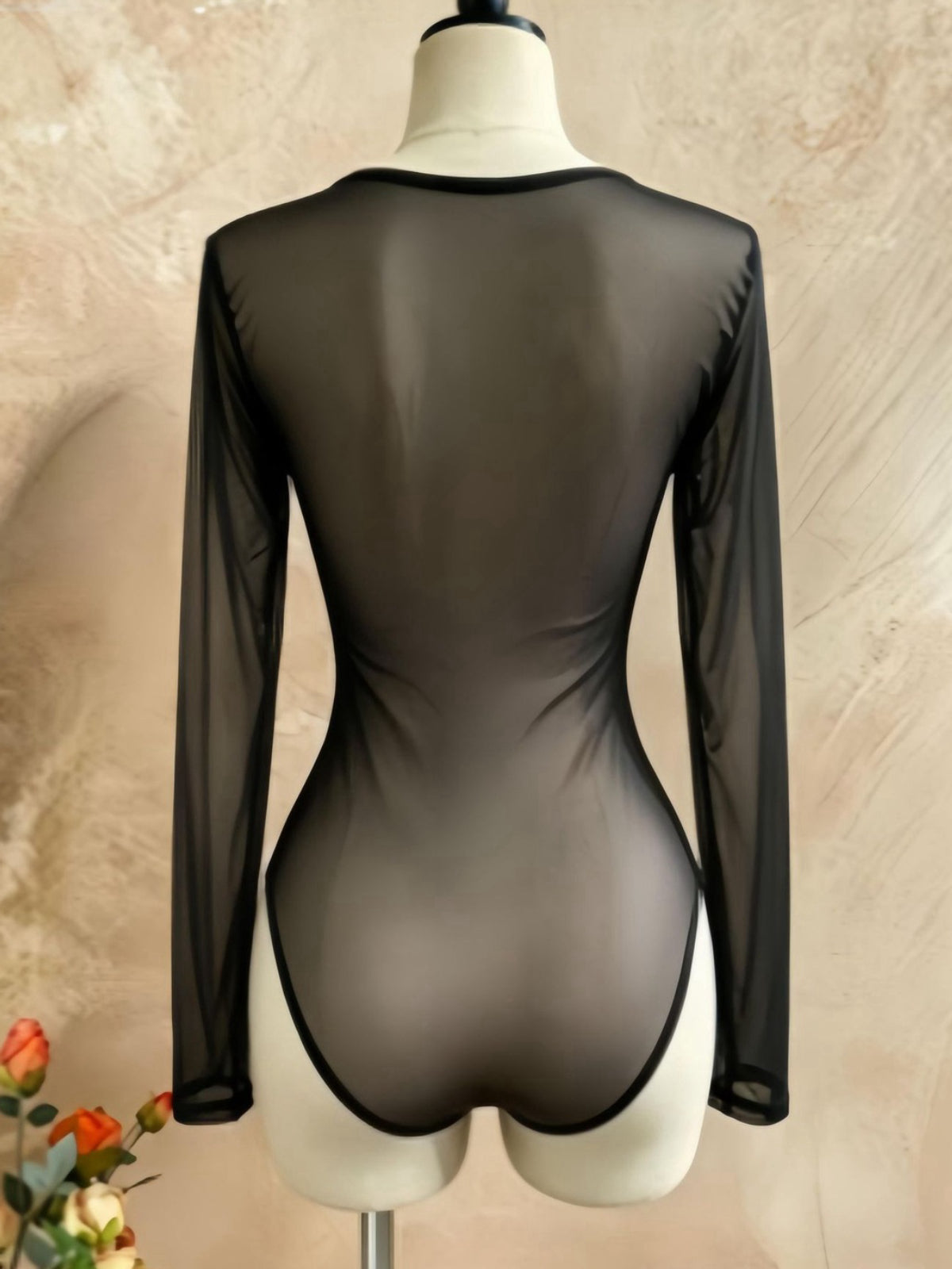 Sheer Mesh Ruched Sweetheart Bodysuit