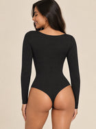 Sculpting Ribbed Long Sleeve Thong Bodysuit