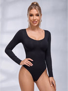 Sculpting Ribbed Long Sleeve Thong Bodysuit