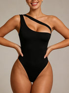 Sculpting Asymmetrical One-Shoulder Bodysuit