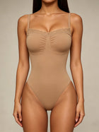 Lace Trim Sweetheart Ruched Bodysuit