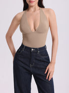 Sculpting Halter Deep V Bodysuit