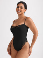 Lace Trim Sculpting Thong Bodysuit