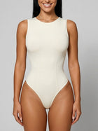 Sleeveless Crew Neck Sculpting Bodysuit with Open Back