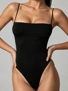 Form-Fitting Square Neck Bodysuit with Adjustable Straps