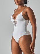 Lace Trim Deep V-Neck Bodysuit