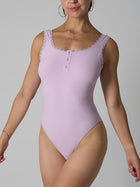 Lace Trim Button Front Bodysuit