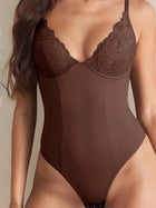 Lace Panel Shaping Bodysuit with Adjustable Straps