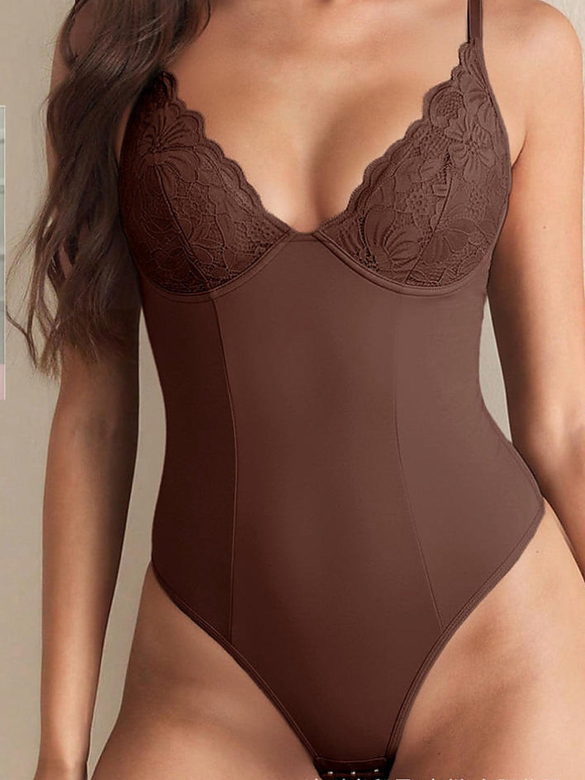 Lace Panel Shaping Bodysuit with Adjustable Straps