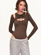 Women's Long Sleeve Keyhole Lace-Up Bodysuit
