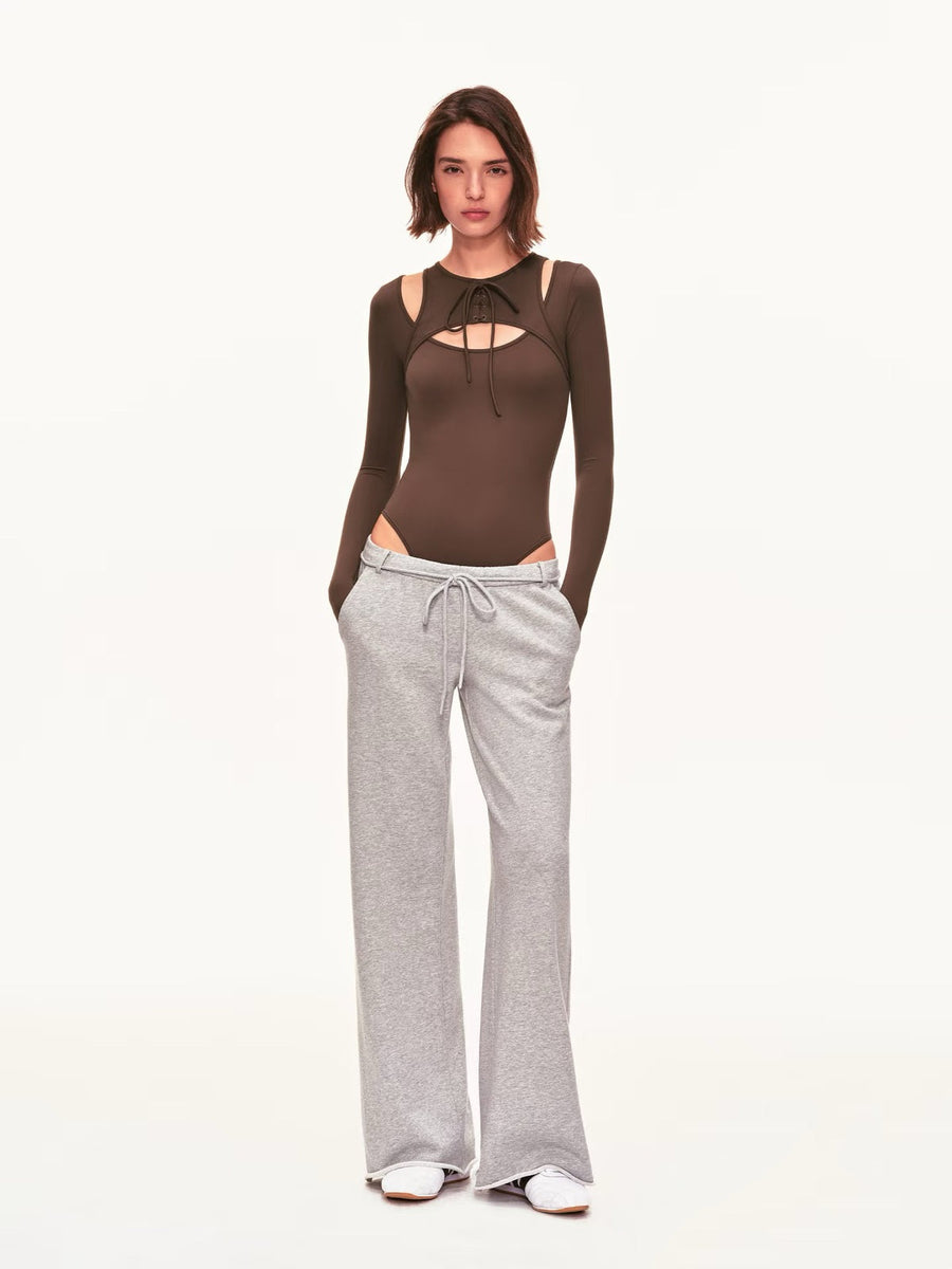 Women's Long Sleeve Keyhole Lace-Up Bodysuit
