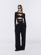 Sheer Mesh Cut-Out Off-Shoulder Bodysuit