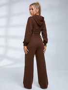 Corset Lace Up Bodysuit Wide Leg Sweatpants 2 Piece Set