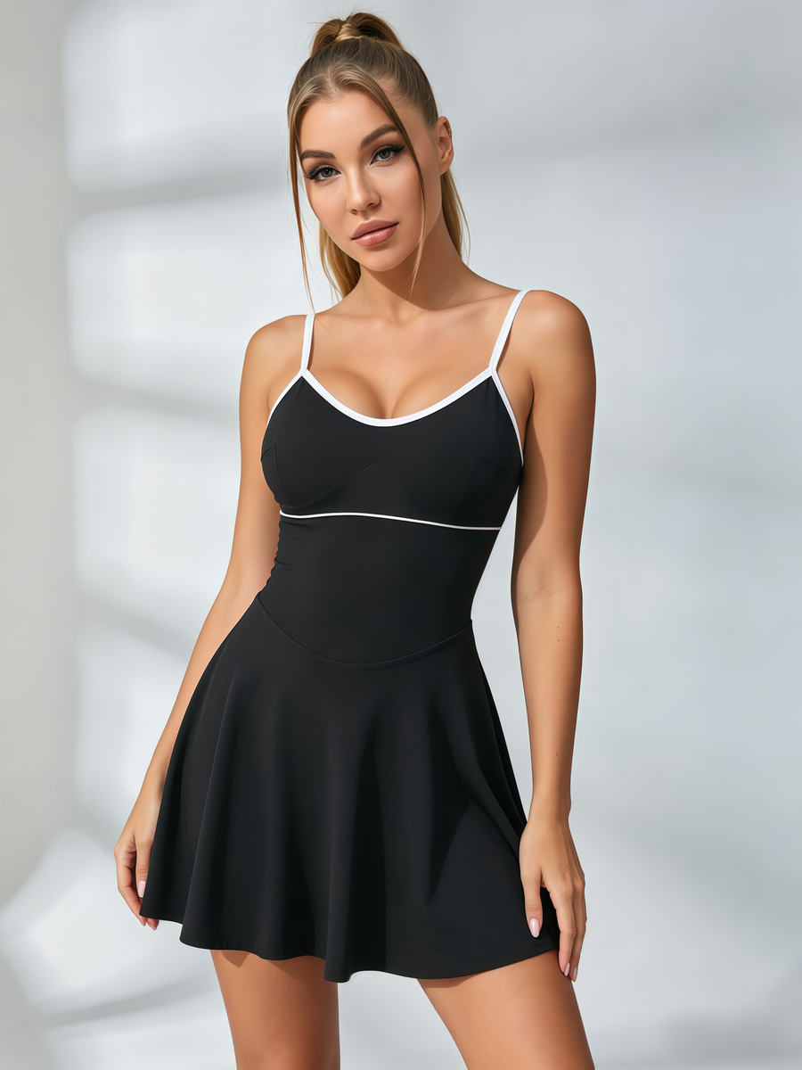 Contrast Trim Spaghetti Strap Tennis Dress