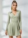 Wrap-Front Long-Sleeve Tennis Dress