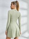 Wrap-Front Long-Sleeve Tennis Dress
