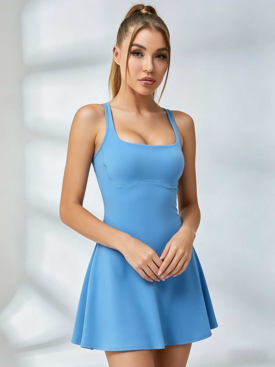 Square-Neck Cutout Tennis Dress