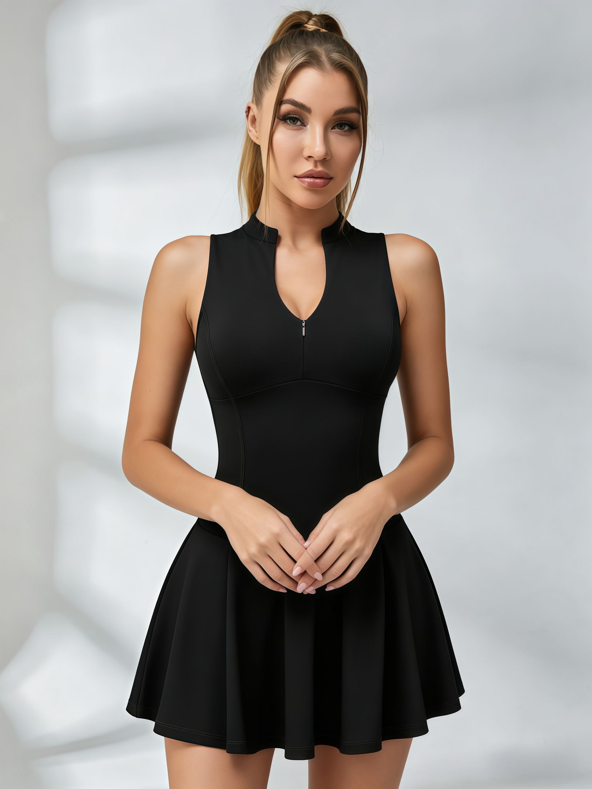 Half-Zip Contour Tennis Dress
