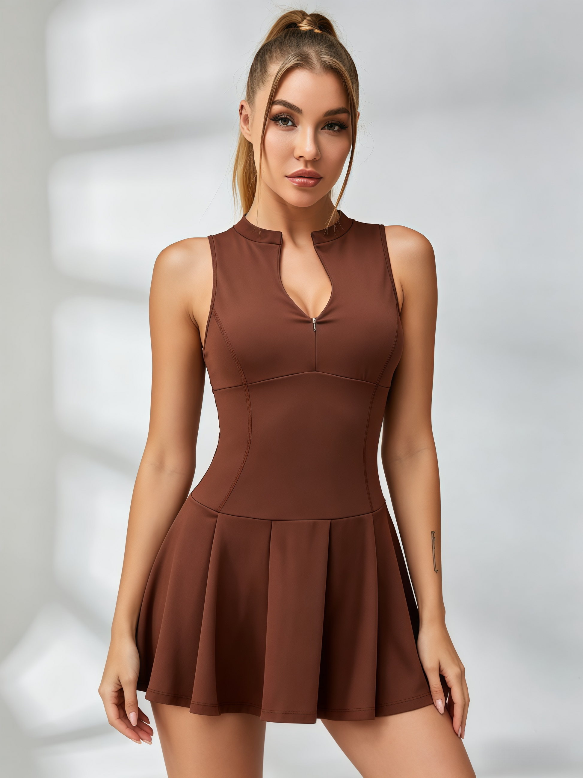 Half-Zip Contour Tennis Dress