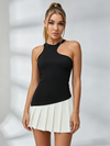 Asymmetric Cutout Color-Block Tennis Dress