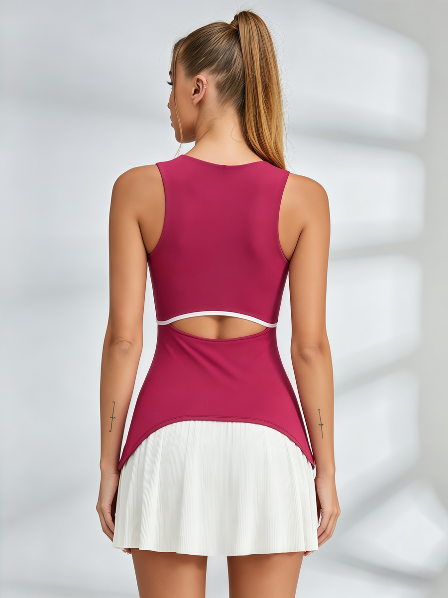 Cutout-Back Color-Block Tennis Dress