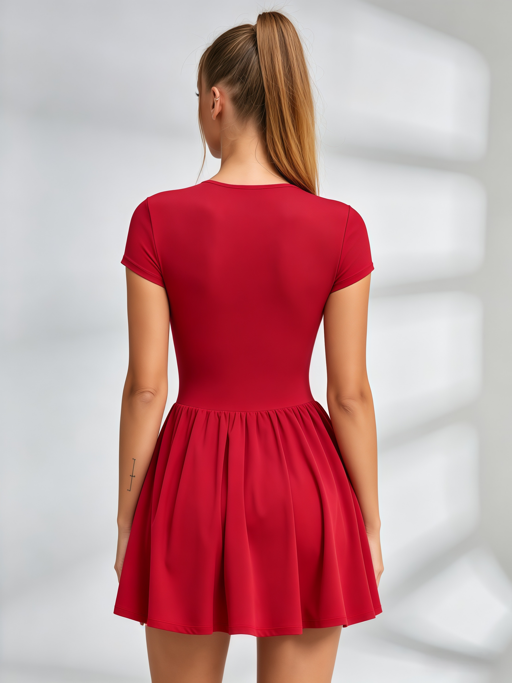 Half-Zip Short-Sleeve Tennis Dress