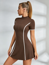 Half-Zip Contrast-Piping Tennis Dress