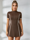 Half-Zip Contrast-Piping Tennis Dress