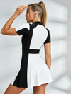 Color-Block Half-Zip Tennis Dress