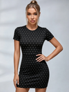 Polka Dot Cross Back Cutout Bodycon Dress
