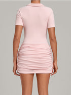 Polo Zipper Ruched Mini Dress